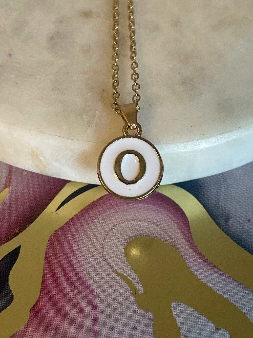 C Letter initial pendant necklace stainless steel